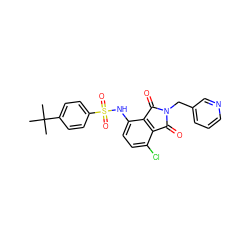 CC(C)(C)c1ccc(S(=O)(=O)Nc2ccc(Cl)c3c2C(=O)N(Cc2cccnc2)C3=O)cc1 ZINC000653850695