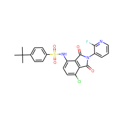 CC(C)(C)c1ccc(S(=O)(=O)Nc2ccc(Cl)c3c2C(=O)N(c2cccnc2F)C3=O)cc1 ZINC000653850191