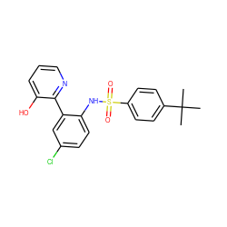 CC(C)(C)c1ccc(S(=O)(=O)Nc2ccc(Cl)cc2-c2ncccc2O)cc1 ZINC000474609597