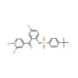 CC(C)(C)c1ccc(S(=O)(=O)Nc2ccc(Cl)cc2C(=O)c2cc[n+]([O-])c(Cl)c2)cc1 ZINC000118213244