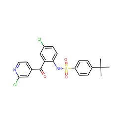 CC(C)(C)c1ccc(S(=O)(=O)Nc2ccc(Cl)cc2C(=O)c2ccnc(Cl)c2)cc1 ZINC000036412652