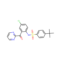 CC(C)(C)c1ccc(S(=O)(=O)Nc2ccc(Cl)cc2C(=O)c2ncccn2)cc1 ZINC000147003882