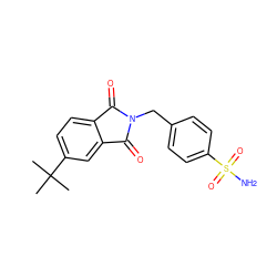 CC(C)(C)c1ccc2c(c1)C(=O)N(Cc1ccc(S(N)(=O)=O)cc1)C2=O ZINC000096905481