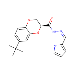 CC(C)(C)c1ccc2c(c1)O[C@H](C(=O)N/N=C\c1ccc[nH]1)CO2 ZINC000031849117