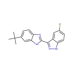 CC(C)(C)c1ccc2nc(-c3n[nH]c4ccc(Br)cc34)[nH]c2c1 ZINC000063540322