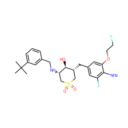 CC(C)(C)c1cccc(CN[C@H]2CS(=O)(=O)C[C@@H](Cc3cc(F)c(N)c(OCCF)c3)[C@@H]2O)c1 ZINC000084669484