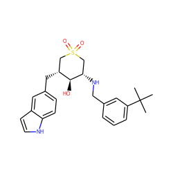 CC(C)(C)c1cccc(CN[C@H]2CS(=O)(=O)C[C@@H](Cc3ccc4[nH]ccc4c3)[C@@H]2O)c1 ZINC000084668846