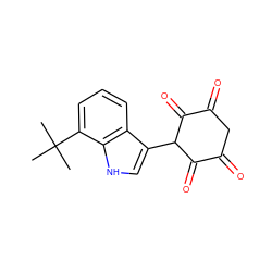 CC(C)(C)c1cccc2c(C3C(=O)C(=O)CC(=O)C3=O)c[nH]c12 ZINC000100835873