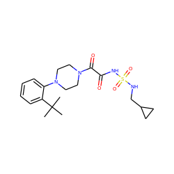 CC(C)(C)c1ccccc1N1CCN(C(=O)C(=O)NS(=O)(=O)NCC2CC2)CC1 ZINC000114543667