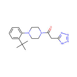 CC(C)(C)c1ccccc1N1CCN(C(=O)Cc2nnn[nH]2)CC1 ZINC000114543547