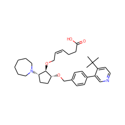 CC(C)(C)c1ccncc1-c1ccc(CO[C@@H]2CC[C@H](N3CCCCCC3)[C@H]2OC/C=C\CCC(=O)O)cc1 ZINC000027736700