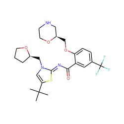 CC(C)(C)c1cn(C[C@H]2CCCO2)/c(=N/C(=O)c2cc(C(F)(F)F)ccc2OC[C@@H]2CNCCO2)s1 ZINC000140974028