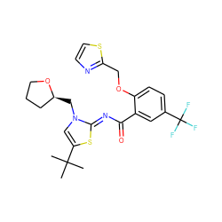 CC(C)(C)c1cn(C[C@H]2CCCO2)/c(=N/C(=O)c2cc(C(F)(F)F)ccc2OCc2nccs2)s1 ZINC000140565258