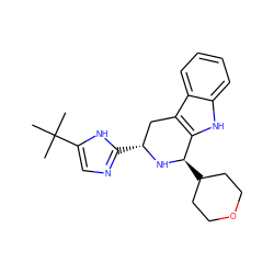 CC(C)(C)c1cnc([C@@H]2Cc3c([nH]c4ccccc34)[C@@H](C3CCOCC3)N2)[nH]1 ZINC000653730445