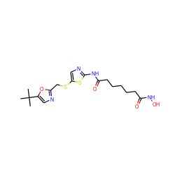 CC(C)(C)c1cnc(CSc2cnc(NC(=O)CCCCCC(=O)NO)s2)o1 ZINC000059149931