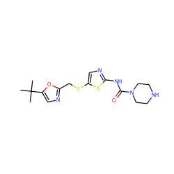 CC(C)(C)c1cnc(CSc2cnc(NC(=O)N3CCNCC3)s2)o1 ZINC001772647136