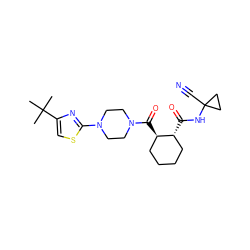 CC(C)(C)c1csc(N2CCN(C(=O)[C@@H]3CCCC[C@H]3C(=O)NC3(C#N)CC3)CC2)n1 ZINC000084689854