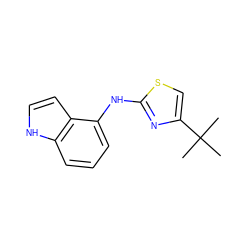 CC(C)(C)c1csc(Nc2cccc3[nH]ccc23)n1 ZINC000036159677