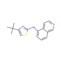 CC(C)(C)c1csc(Nc2cccc3cnccc23)n1 ZINC000036159731