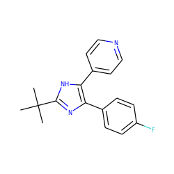 CC(C)(C)c1nc(-c2ccc(F)cc2)c(-c2ccncc2)[nH]1 ZINC000008536321