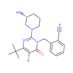 CC(C)(C)c1nc(N2CCC[C@@H](N)C2)n(Cc2ccccc2C#N)c(=O)c1Br ZINC000066111792