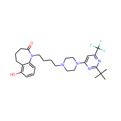 CC(C)(C)c1nc(N2CCN(CCCCN3C(=O)CCCc4c(O)cccc43)CC2)cc(C(F)(F)F)n1 ZINC000028568329