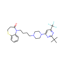 CC(C)(C)c1nc(N2CCN(CCCCN3C(=O)CCSc4ccccc43)CC2)cc(C(F)(F)F)n1 ZINC000028568303