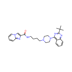 CC(C)(C)c1nc(N2CCN(CCCCNC(=O)c3cn4ccccc4n3)CC2)c2ccccc2n1 ZINC000299826995