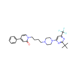 CC(C)(C)c1nc(N2CCN(CCCCn3ccc(-c4ccccc4)cc3=O)CC2)cc(C(F)(F)F)n1 ZINC000036089313