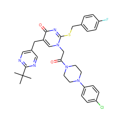 CC(C)(C)c1ncc(Cc2cn(CC(=O)N3CCN(c4ccc(Cl)cc4)CC3)c(SCc3ccc(F)cc3)nc2=O)cn1 ZINC000029558096