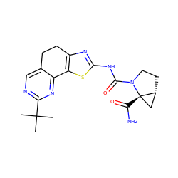 CC(C)(C)c1ncc2c(n1)-c1sc(NC(=O)N3CC[C@@H]4C[C@@]43C(N)=O)nc1CC2 ZINC000144928299