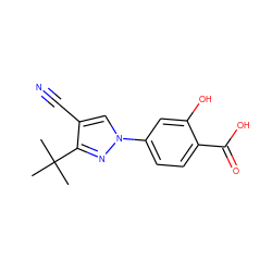 CC(C)(C)c1nn(-c2ccc(C(=O)O)c(O)c2)cc1C#N ZINC000200827735