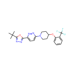 CC(C)(C)c1nnc(-c2ccc(N3CCC(Oc4ccccc4C(F)(F)F)CC3)nn2)o1 ZINC000045390855