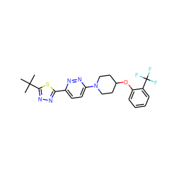 CC(C)(C)c1nnc(-c2ccc(N3CCC(Oc4ccccc4C(F)(F)F)CC3)nn2)s1 ZINC000045349841