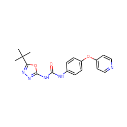 CC(C)(C)c1nnc(NC(=O)Nc2ccc(Oc3ccncc3)cc2)o1 ZINC000029127481