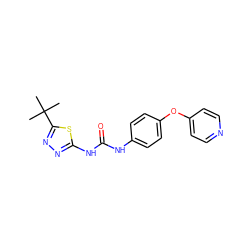 CC(C)(C)c1nnc(NC(=O)Nc2ccc(Oc3ccncc3)cc2)s1 ZINC000029127478