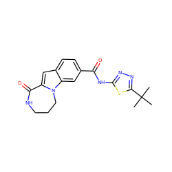 CC(C)(C)c1nnc(NC(=O)c2ccc3cc4n(c3c2)CCCNC4=O)s1 ZINC000218281623