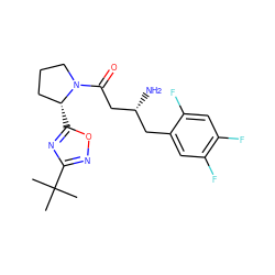 CC(C)(C)c1noc([C@@H]2CCCN2C(=O)C[C@H](N)Cc2cc(F)c(F)cc2F)n1 ZINC000045246030