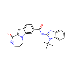 CC(C)(C)n1c(NC(=O)c2ccc3cc4n(c3c2)CCCNC4=O)nc2ccccc21 ZINC000218190152