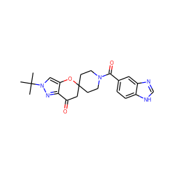 CC(C)(C)n1cc2c(n1)C(=O)CC1(CCN(C(=O)c3ccc4[nH]cnc4c3)CC1)O2 ZINC000073333187