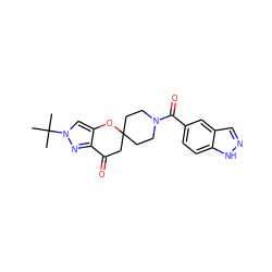 CC(C)(C)n1cc2c(n1)C(=O)CC1(CCN(C(=O)c3ccc4[nH]ncc4c3)CC1)O2 ZINC000095642813