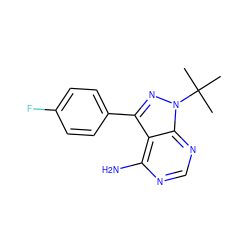 CC(C)(C)n1nc(-c2ccc(F)cc2)c2c(N)ncnc21 ZINC000001404530