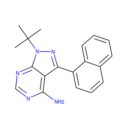 CC(C)(C)n1nc(-c2cccc3ccccc23)c2c(N)ncnc21 ZINC000002576349