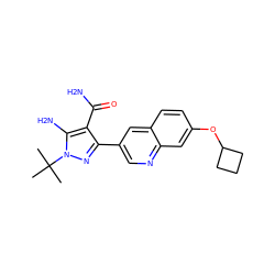 CC(C)(C)n1nc(-c2cnc3cc(OC4CCC4)ccc3c2)c(C(N)=O)c1N ZINC000221703762