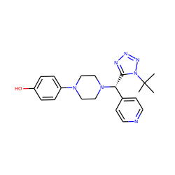 CC(C)(C)n1nnnc1[C@H](c1ccncc1)N1CCN(c2ccc(O)cc2)CC1 ZINC000026438880