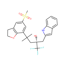 CC(C)(C[C@@](O)(Cc1cc2ccccc2[nH]1)C(F)(F)F)c1cc(S(C)(=O)=O)cc2c1OCC2 ZINC000072318479