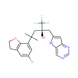 CC(C)(C[C@@](O)(Cc1cc2ncncc2[nH]1)C(F)(F)F)c1cc(Cl)cc2c1OCC2 ZINC000038269222