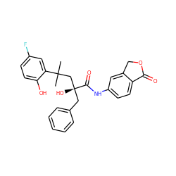 CC(C)(C[C@@](O)(Cc1ccccc1)C(=O)Nc1ccc2c(c1)COC2=O)c1cc(F)ccc1O ZINC000028526910