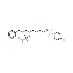 CC(C)(C[C@@H](CCCCNS(=O)(=O)c1ccc(Cl)cc1)CCCc1cccnc1)C(=O)O ZINC000013730447