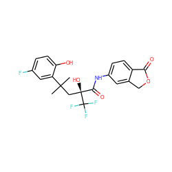 CC(C)(C[C@](O)(C(=O)Nc1ccc2c(c1)COC2=O)C(F)(F)F)c1cc(F)ccc1O ZINC000001548703